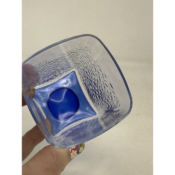 Bormioli Rocco Cobalt Blue Square Pedestal Base Made in Italy - Pebbled - Picture 5 of 5